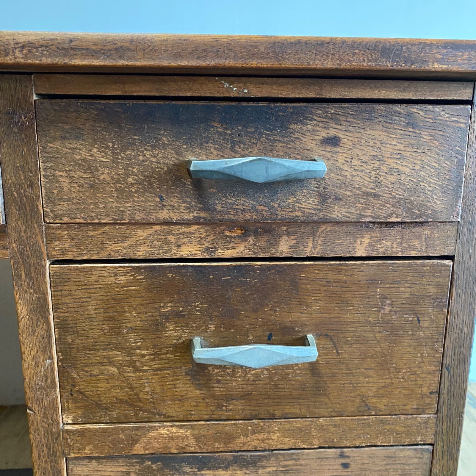 アンティーク 古家具 古道具｜木製デスク 片袖机 引き出し付き y307