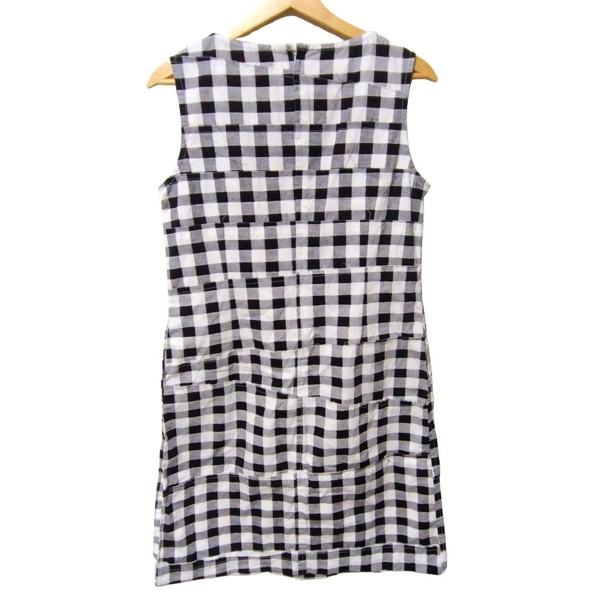 美品 トリコ コムデギャルソン ギンガム チェック ギャザー 変形 ワンピース トリココムデギャルソン ワンピース サイズM レディース美品 - 黒×白