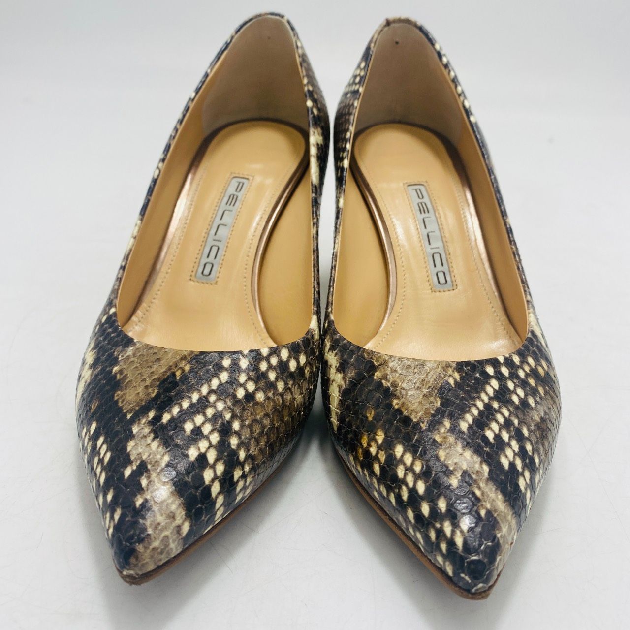 PELLICO ペリーコ パンプス パイソン型押し ポインテッドトゥ 35 1/2
