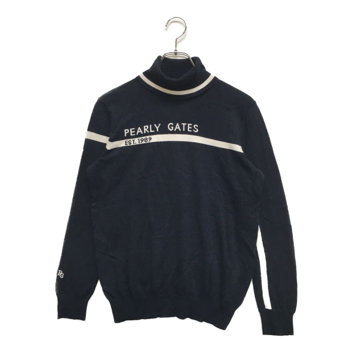 レディース パーリーゲイツ PEARLY GATES ニット 1 M 紺 ネイビー タートルネック セーター