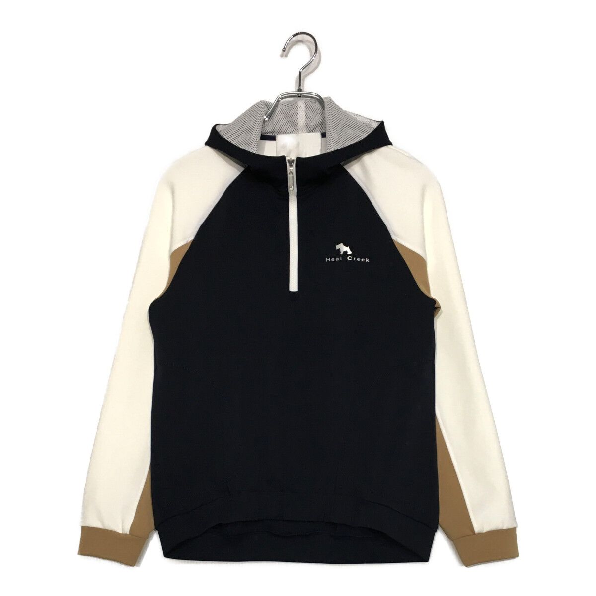 ♥品 レディース ヒールクリーク HEAL CREEK 長袖シャツ 40 M 紺×白 ハーフジップ フード