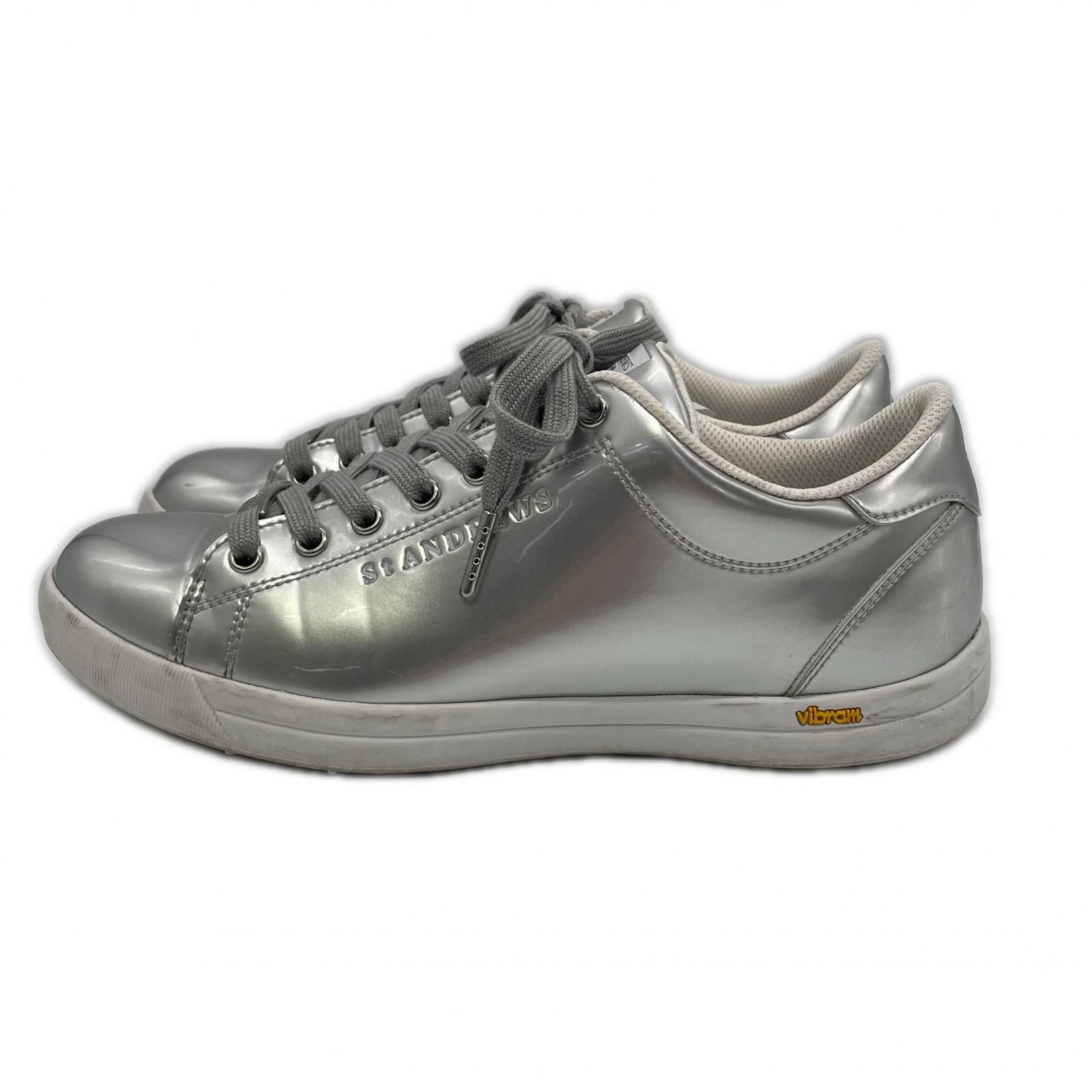 セントアンドリュース StANDREWS ゴルフシューズ M 24.5-25.0 cm 24.5 シルバー スパイクレス シンプル 042-3992306