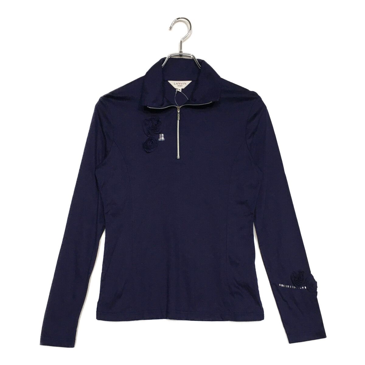 値下げ【新品未使用】LANVIN ゴルフ長袖シャツ ネイビー 中古 レディース ランバンスポール LANVIN SPORT 長袖シャツ 38(M) 紺