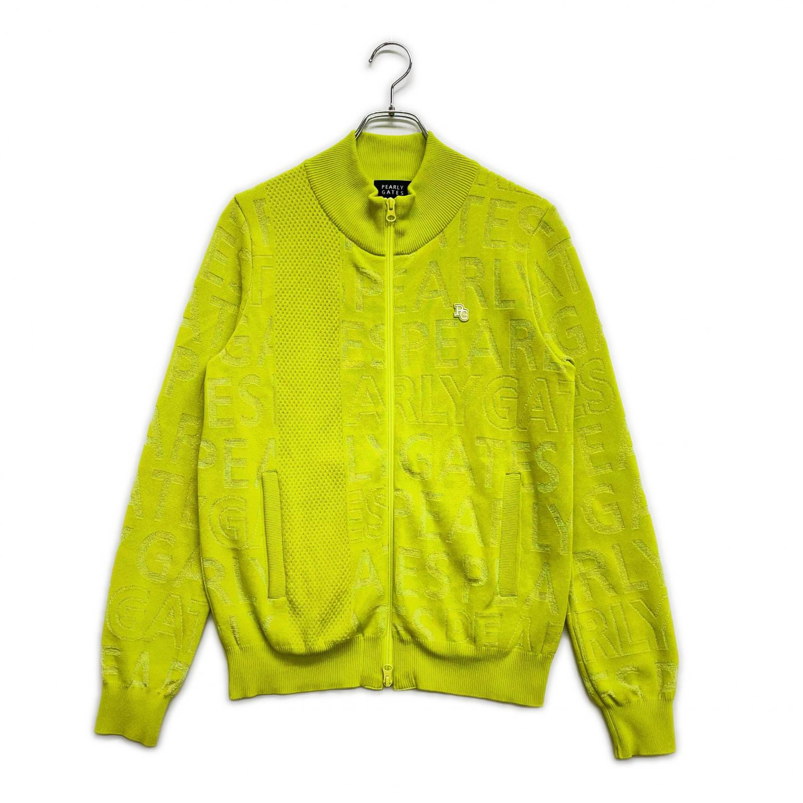レディース パーリーゲイツ PEARLY GATES ニットアウター 1 M 黄緑 ライムグリーン ダブルジップ