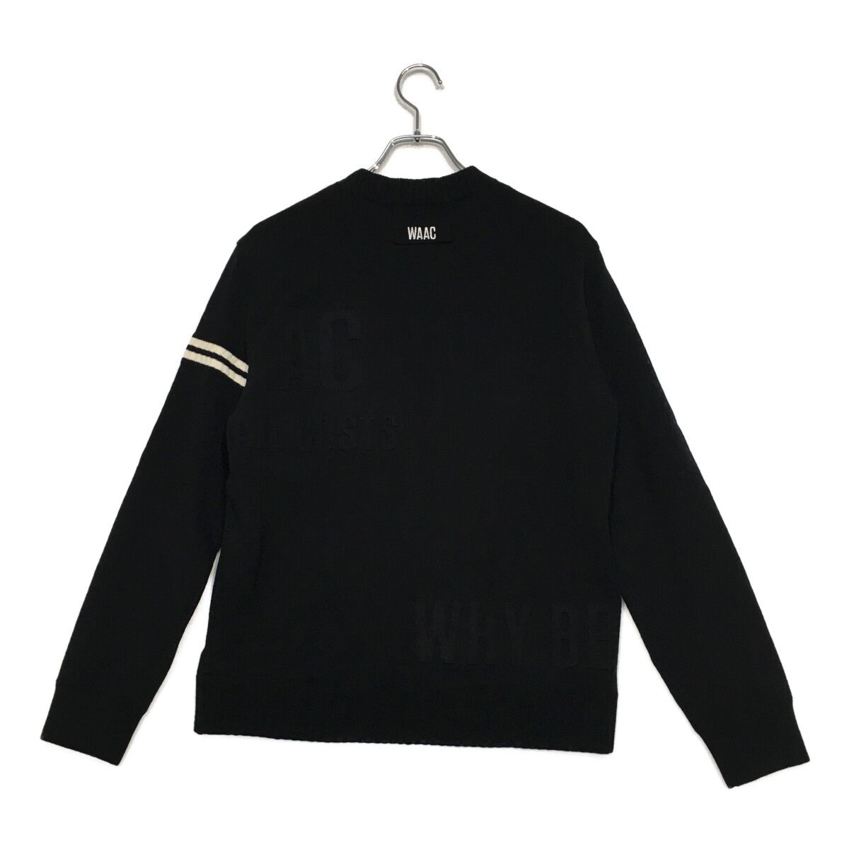 メンズ ワック WAAC セーター 1 S 黒 ブラック 長袖 裏地付き エンボスロゴ