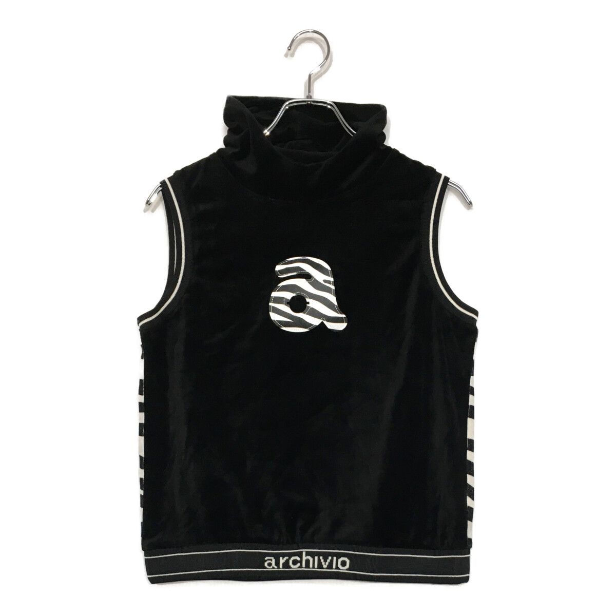 レディース アルチビオ archivio ベスト 40 L 黒 ブラック 起毛素材 ゼブラ柄