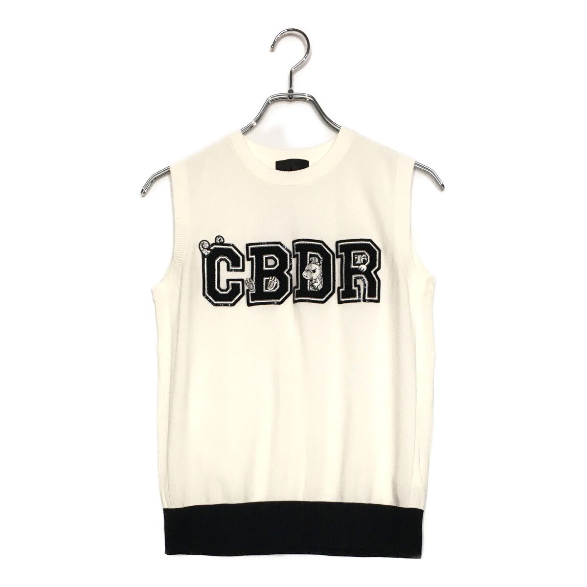 レディース ダンスウィズドラゴン DANCE WITH DRAGON ベスト 2 M 白 ホワイト ニット クルーネック