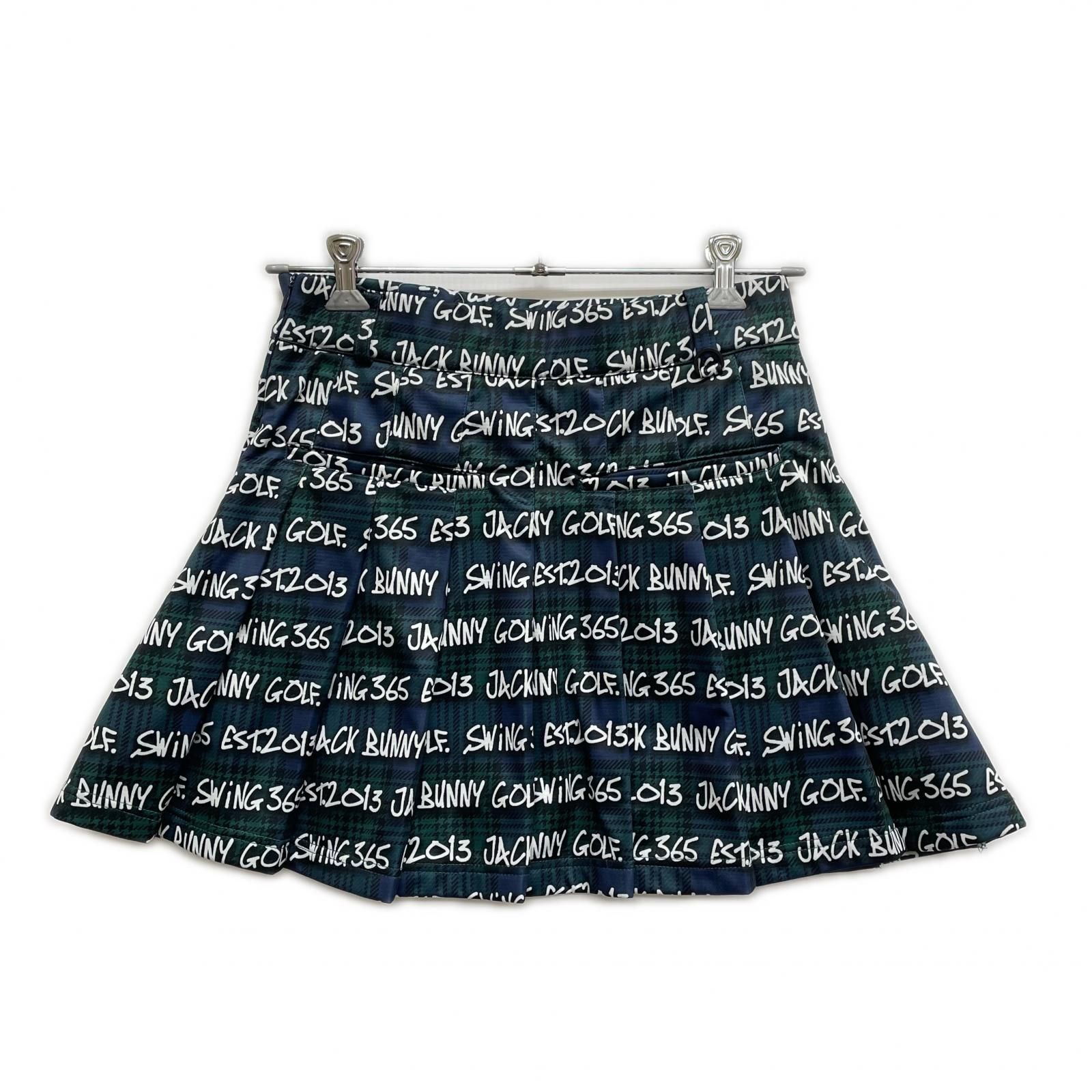 レディース ジャックバニー Jack Bunny!! スカート 2 L 緑 紺 裏起毛 防寒 総柄 一体型インナーパンツ