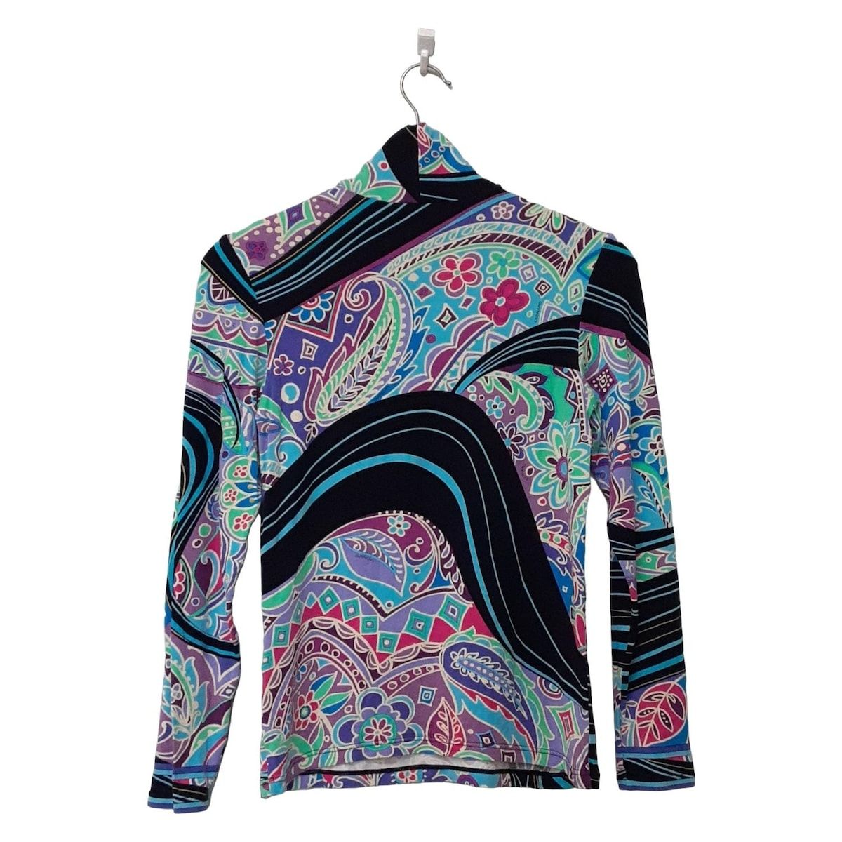 試着程度☆LL レオナールファッション ペイズリー 長袖カットソー