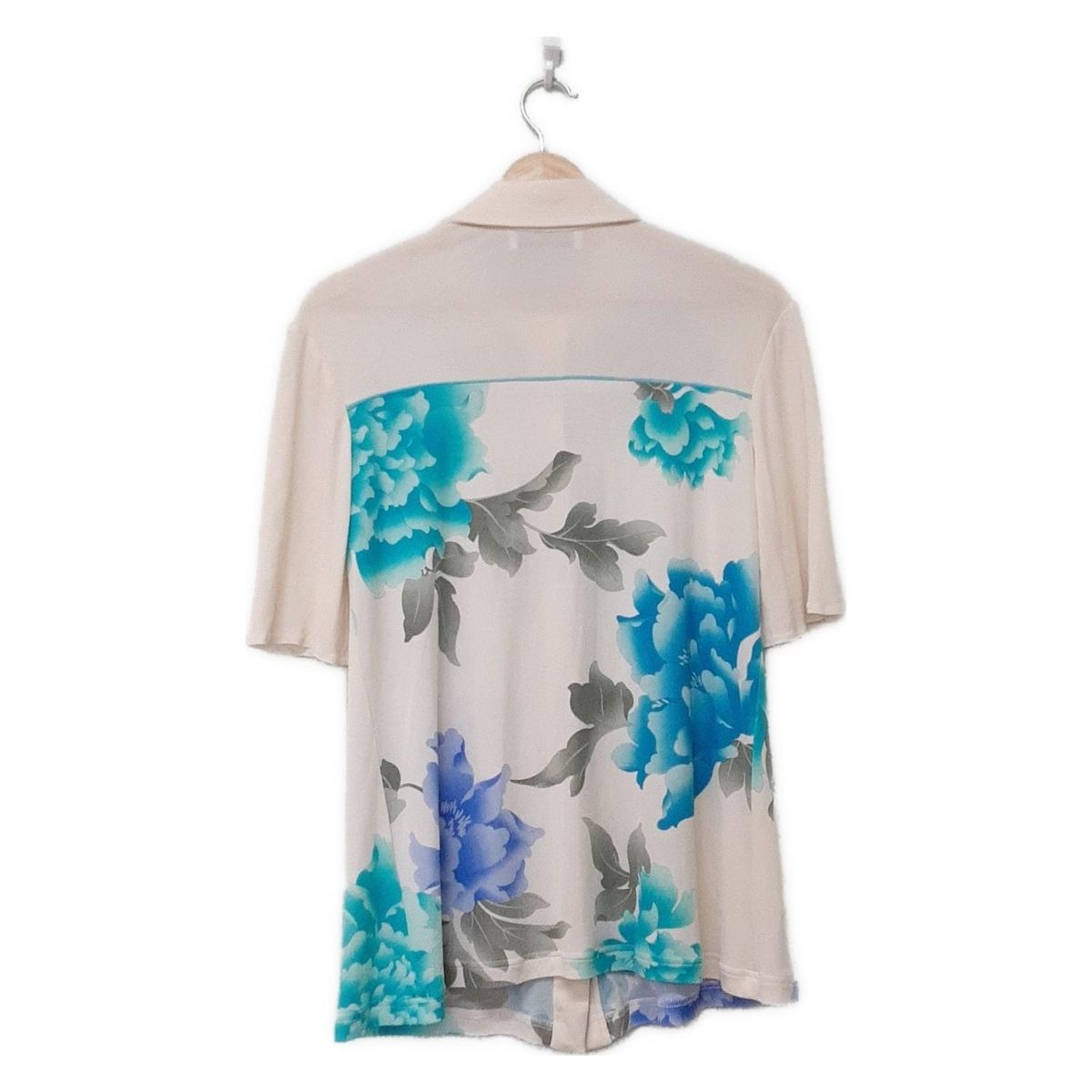 LEONARD レオナール 半袖シャツブラウス サイズ42 L レディース - アイボリー×ライトブルー×マルチ シルク|花柄