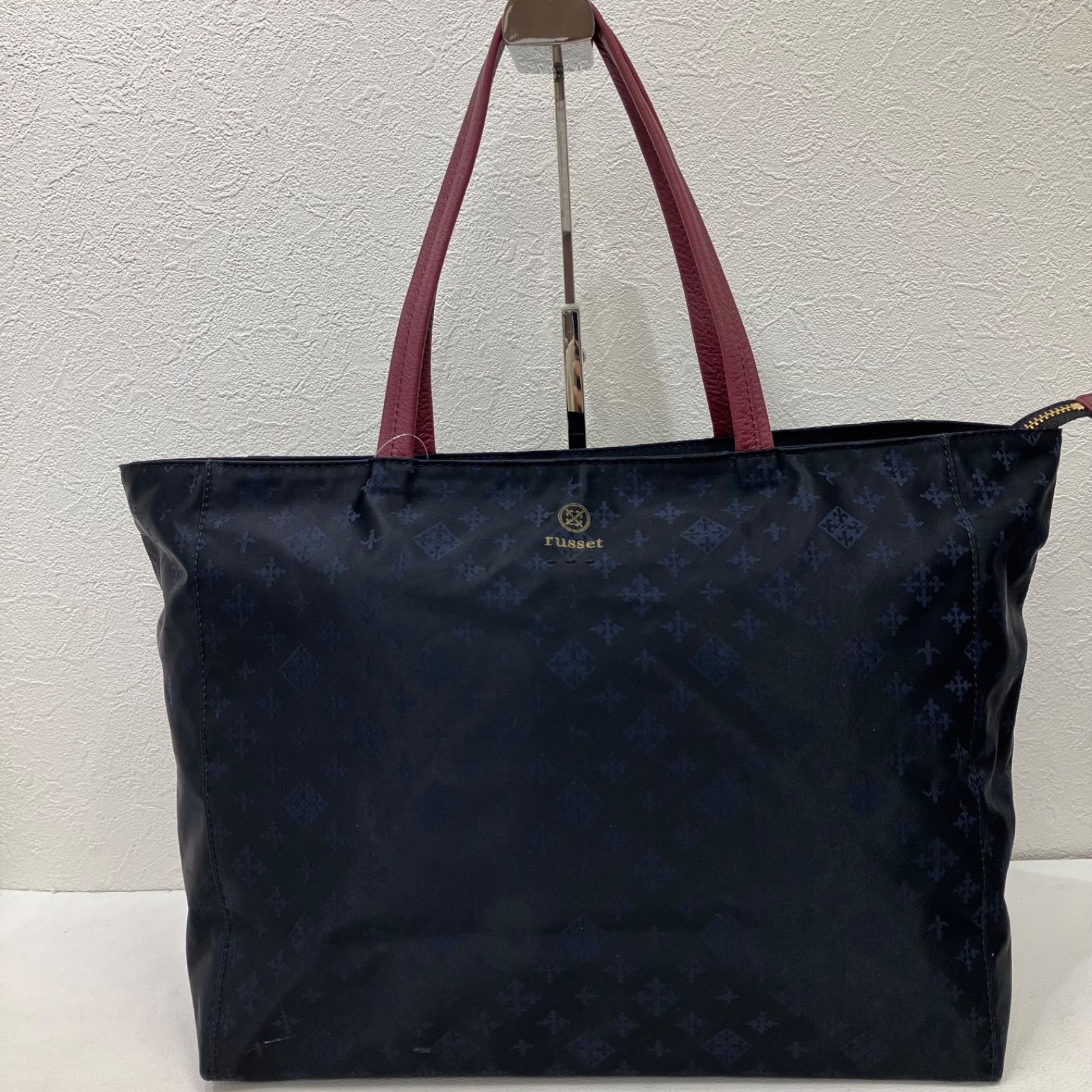 ラシット トートバッグ ネイビー×ボルドー ナイロン russet