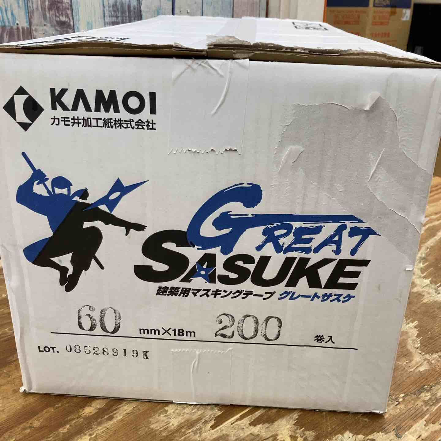 200巻 カモ井加工紙 マスキングテープ グレートサスケ 60 mm 20巻き 10箱 建築 塗装 マステ 柏店