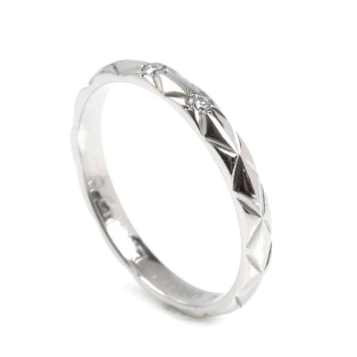 CHANEL シャネル Pt 950プラチナ マトラッセ 3 Pダイヤ リング 指輪 J 2821 ダイヤモンド 10.5号 51 2.8 g レディース