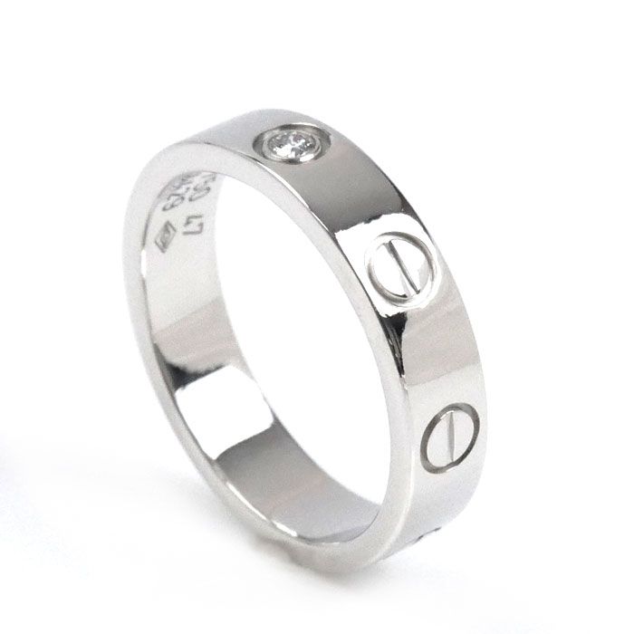 CARTIER カルティエ K 18 WG ホワイトゴールド ミニラブ 1 Pﾀﾞｲﾔ リング 指輪 ダイヤモンド 7号 47 4.1 g レディース