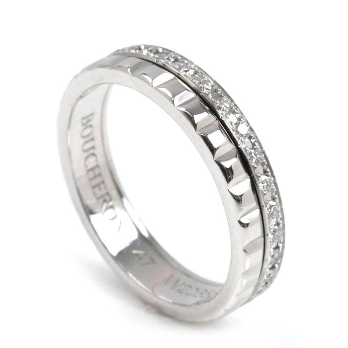 Boucheron ブシュロン K 18 WG ホワイトゴールド キャトル ラディアント クルドパリ リング 指輪 ダイヤモンド 7号 47 3.4 g レディース
