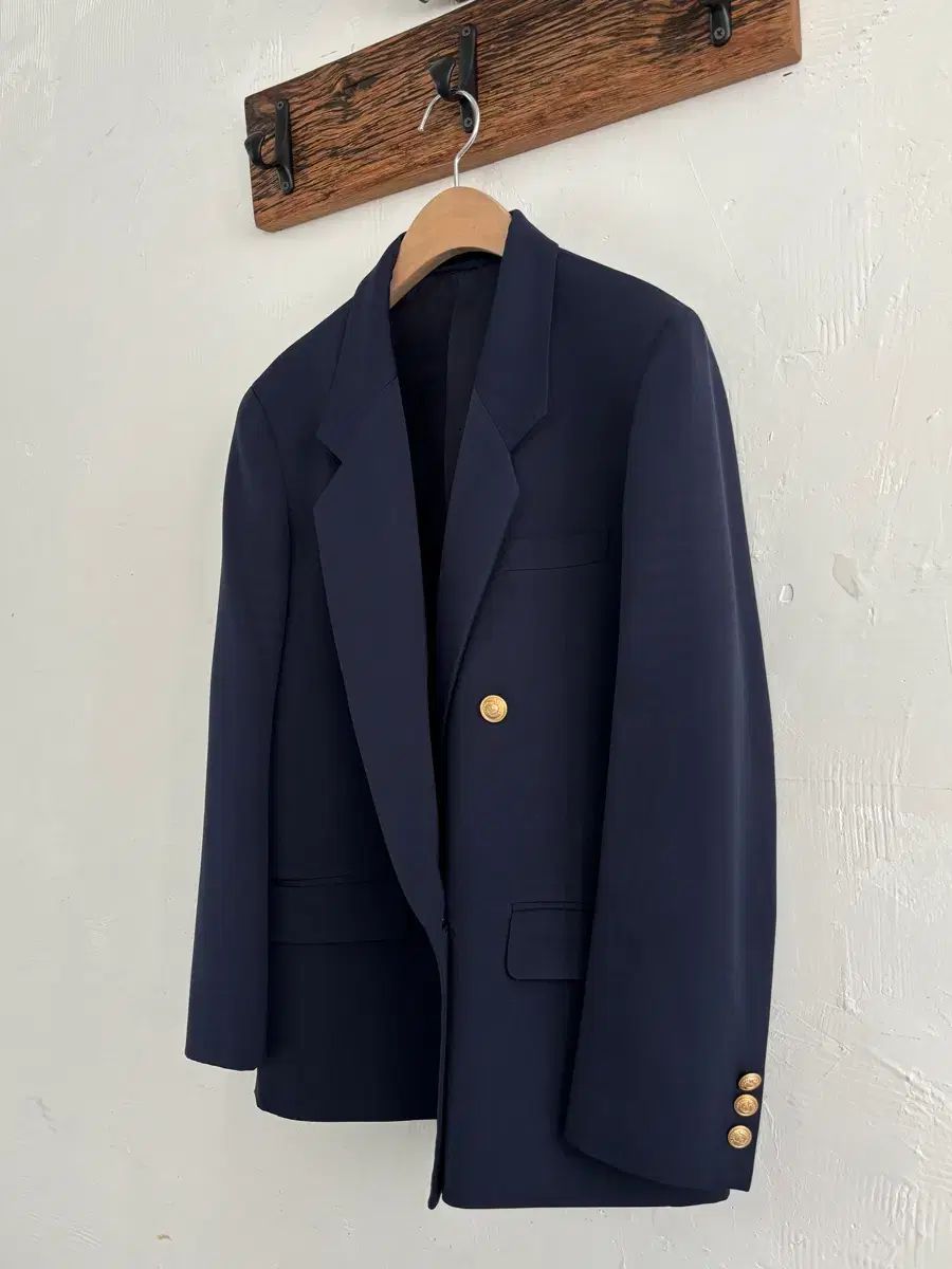 Burberry バーバリー ネイビー ゴールド ボタン ウール ブレーザー