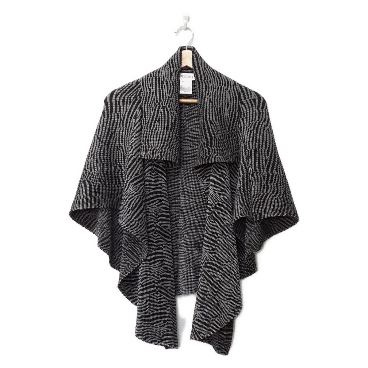 スペッチオ カーディガン サイズ40 M レディース - 黒×グレー 半袖 プリーツ