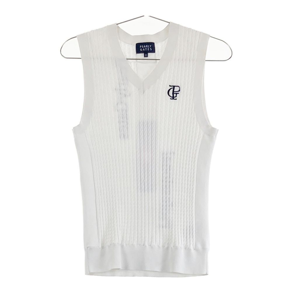 サイズ 0 PEARLY GATES パーリーゲイツ 2025年モデル ニットベスト ホワイト系 ゴルフウェア レディース ストスト