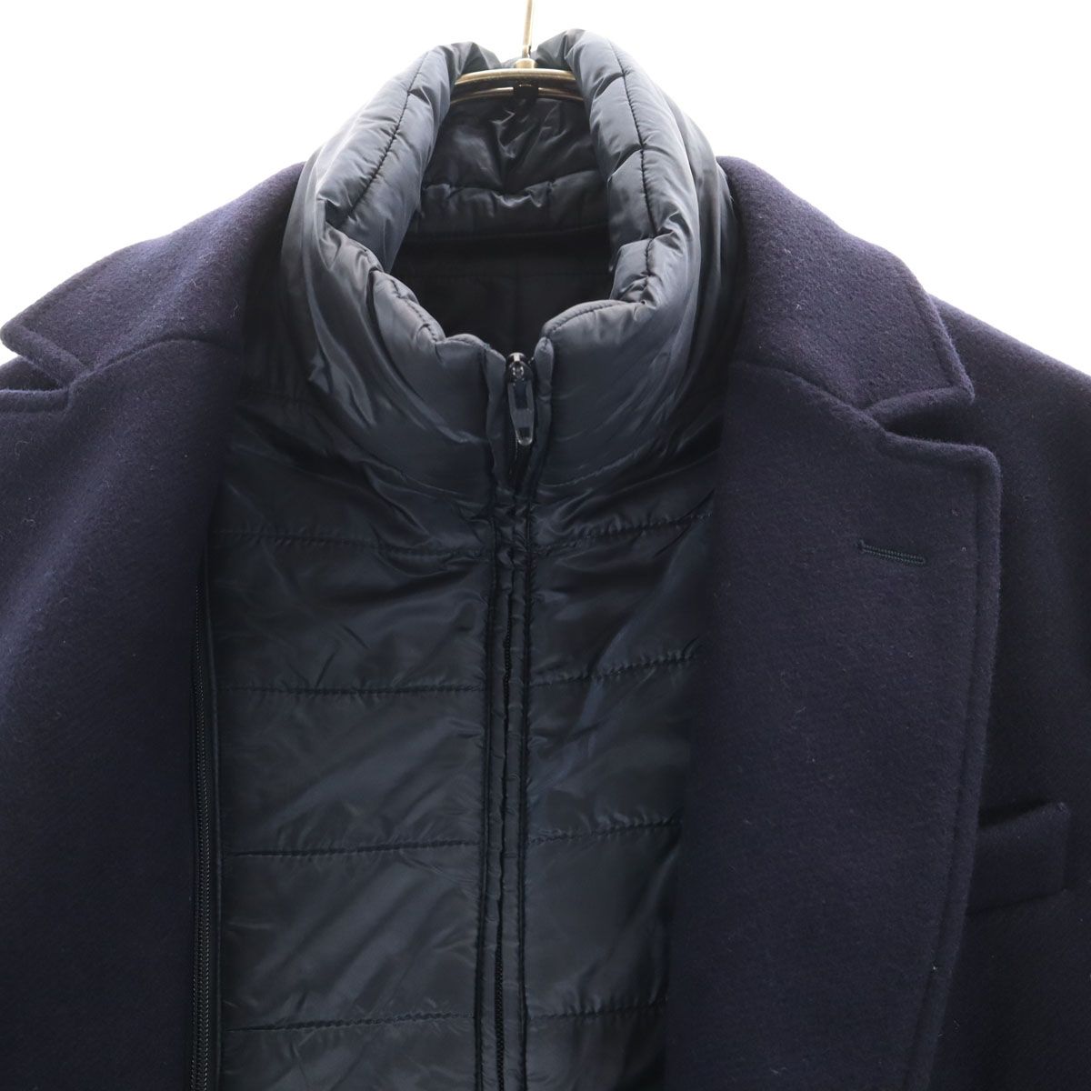 Herno ヘルノ イタリア製 チェスターコート 44 ネイビー 中綿 メンズ