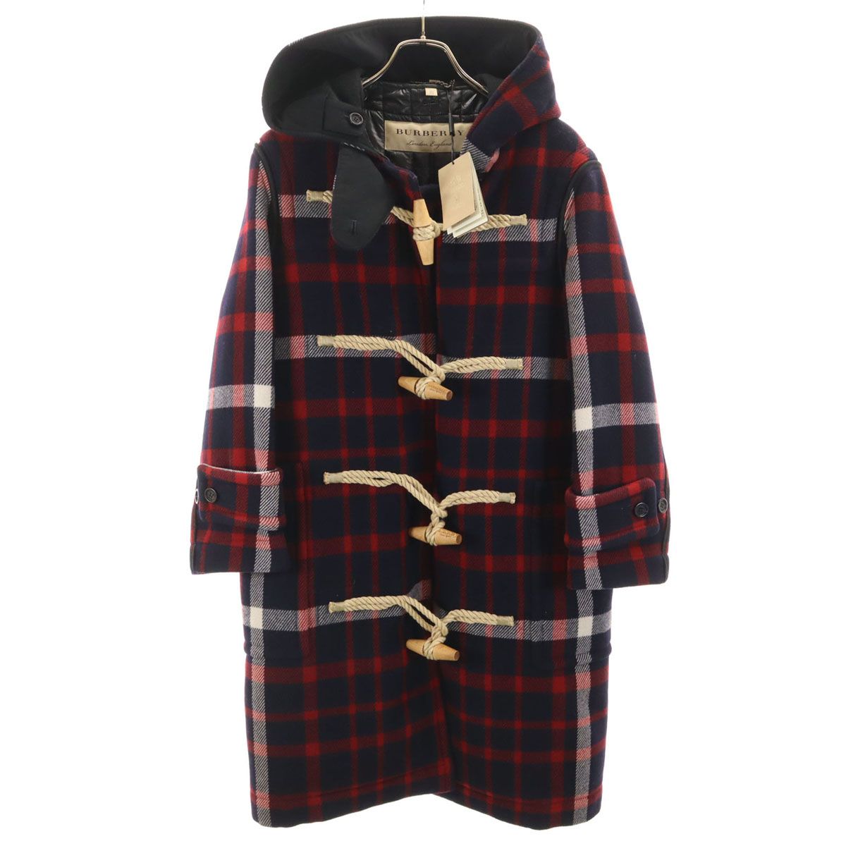 未使用 BURBERRY バーバリー チェック柄 ダッフルコート 38 ネイビー