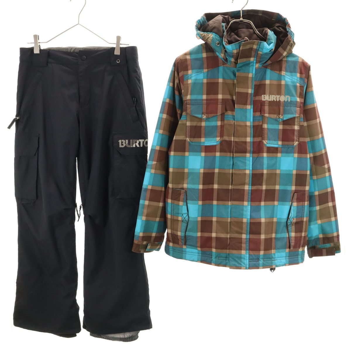 BURTON チェック柄スノーボードウエア上下セット BURTON バートン チェック柄 スノーボード ウェア 上下 セットアップ L