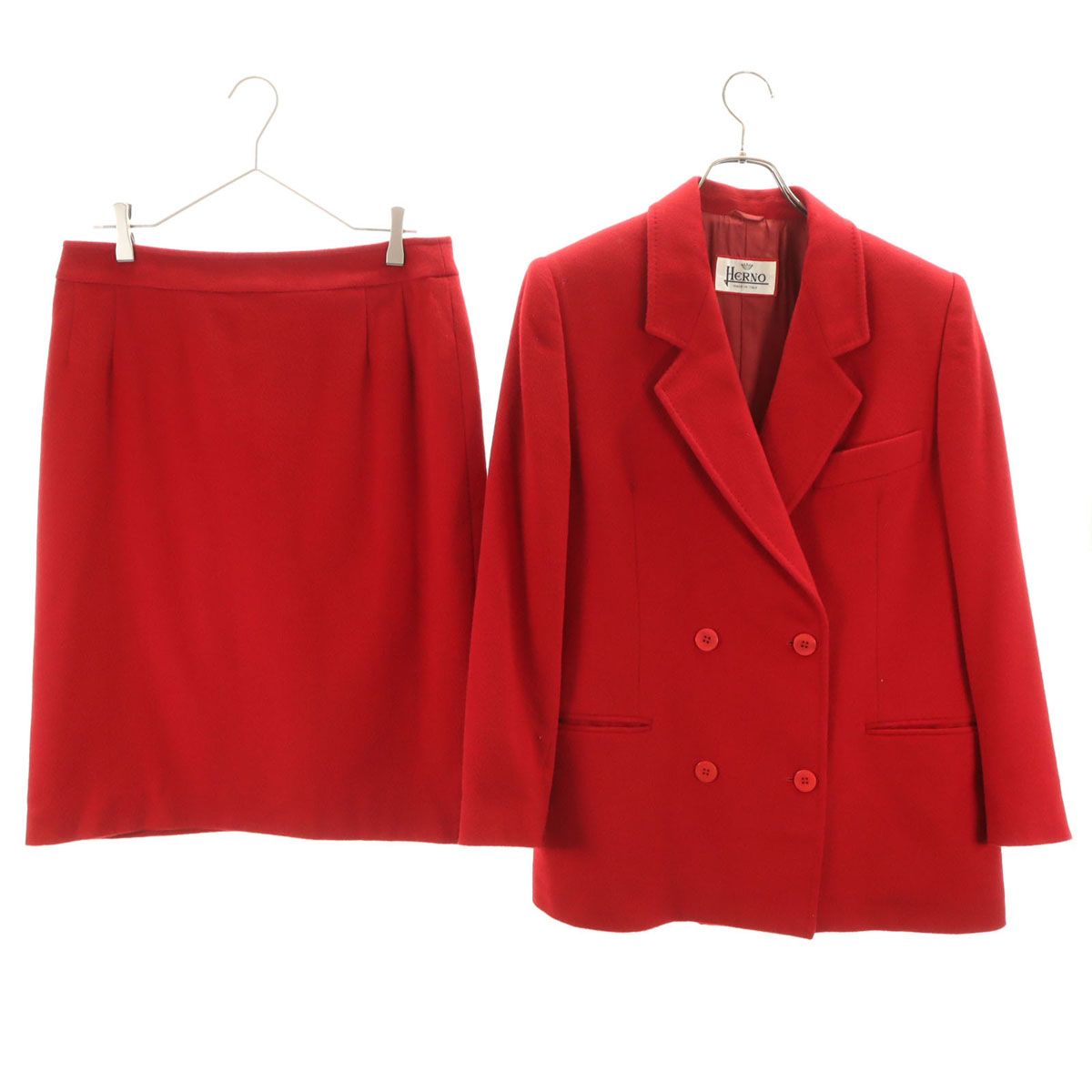 Herno ヘルノ 90s イタリア製 ウールブレンド オールド スカートスーツ 上下セットアップ 46 レッド レディース Herno ヘルノ 90s イタリア製 ウールブレンド オールド スカートスーツ
