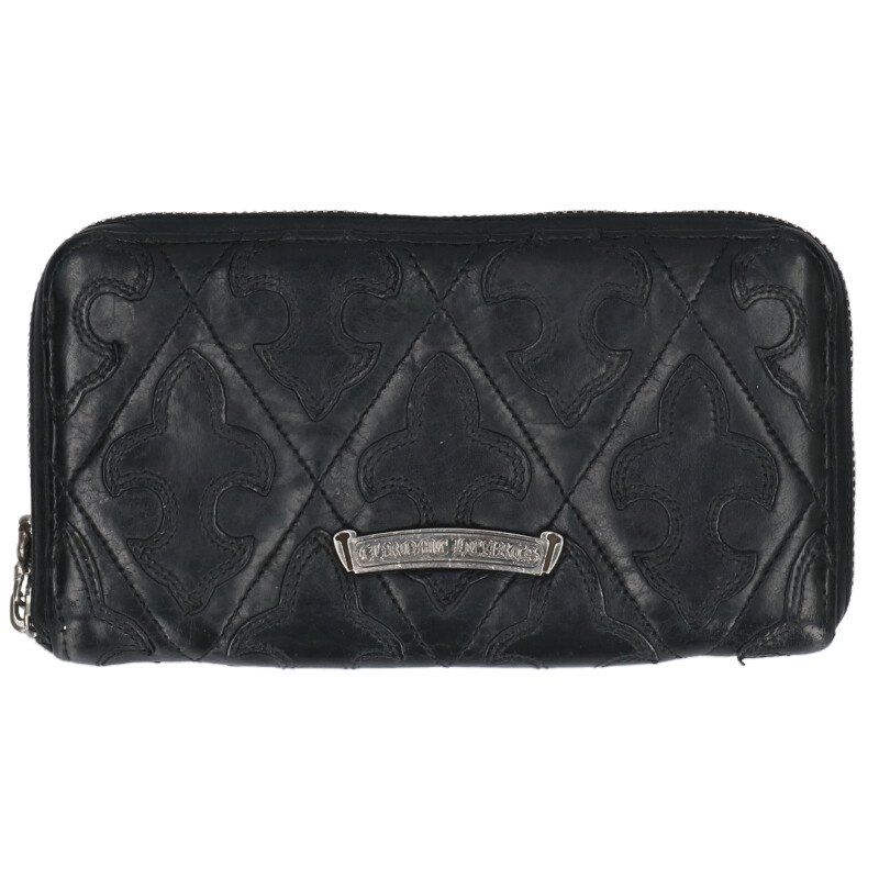 クロムハーツ REC F ZIP QUILTED フ キルティングレザーウォレット メンズ