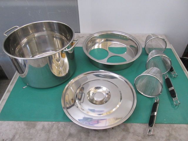 ステンレス鍋 3テボ ゆで麺鍋 ゆでカゴ 1124 BI 7 AT 1 S