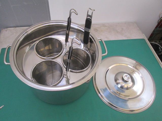 ステンレス鍋 3テボ ゆで麺鍋 ゆでカゴ 1124 BI 7 AT 1 S