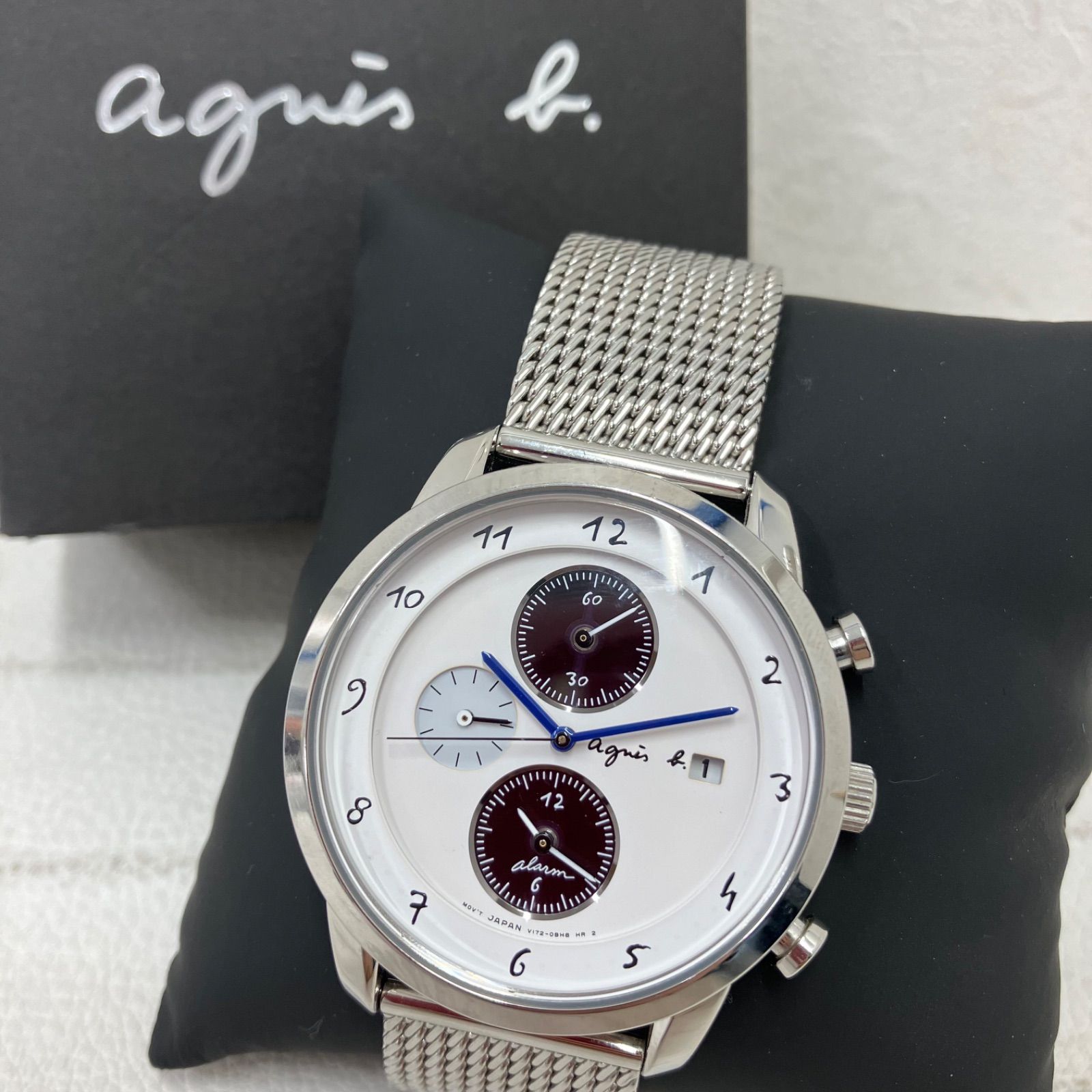 D9267-4 agnes b. アニエスベー 腕時計 V172-KKC0 ソーラー時計 白文字 