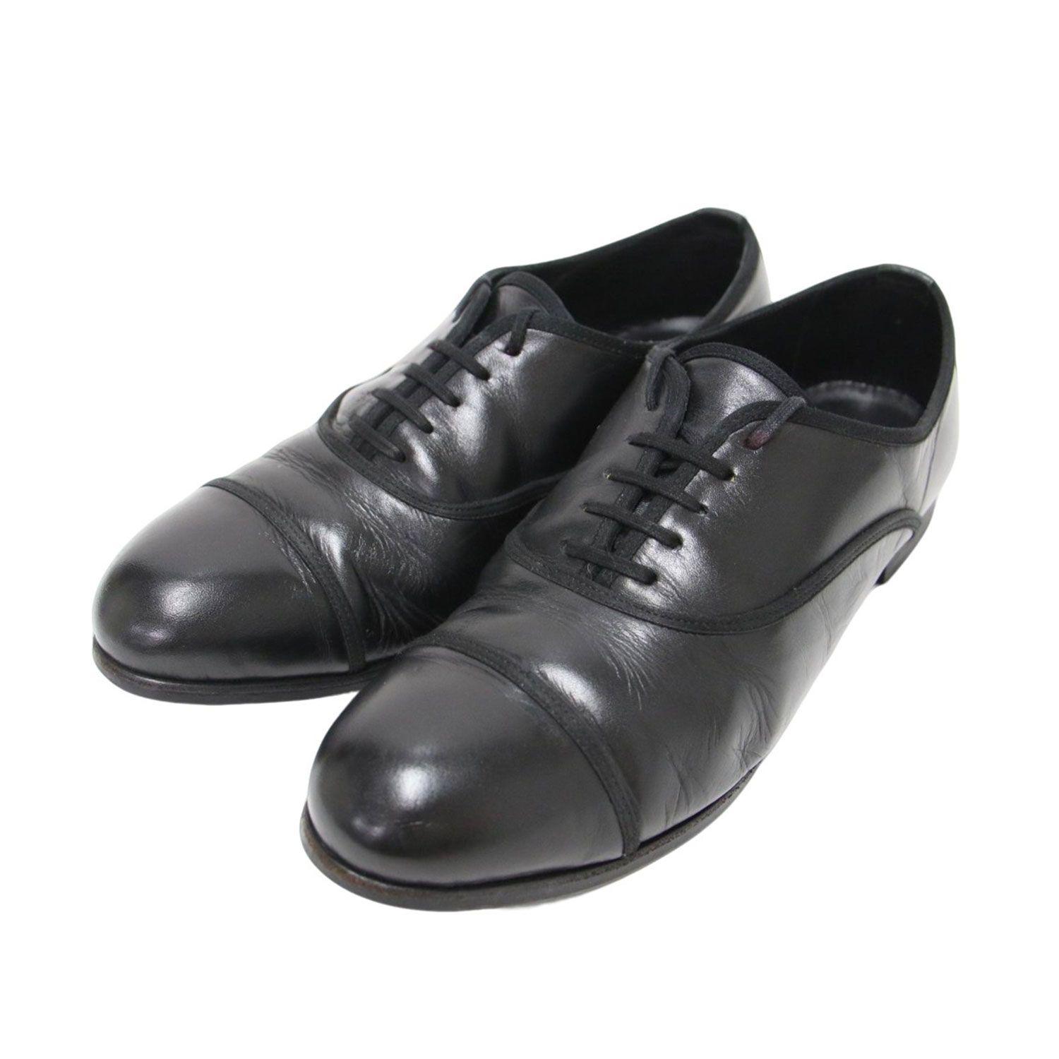 SHOES ビューティフルシューズ サイズ 6 24.0 cm ストレートチップ ドレスシューズ フラット レースアップ パイピング レザー ブラック 黒 ブランド 靴 レディース