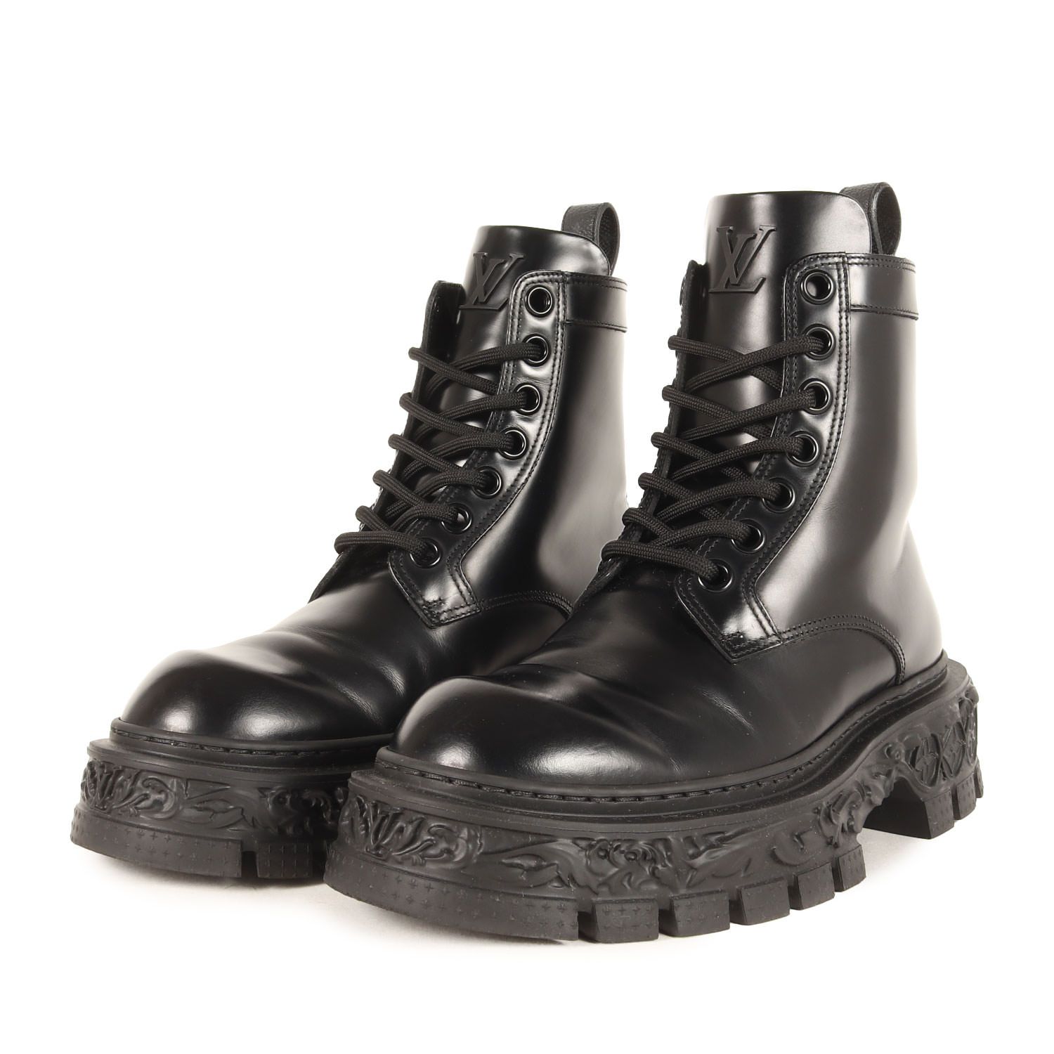 LOUIS VUITTON ルイヴィトン サイズ ブラック 7 26 0 cm 22 AW カーフレザー バロック ライン アンクルブーツ イタリア製 ブランド シューズ 靴 メンズ