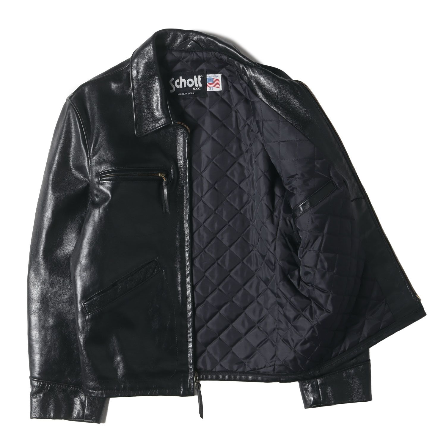 Schott ショット ジャケット ブラック 黒 サイズ:38 | USA製 634 | 襟