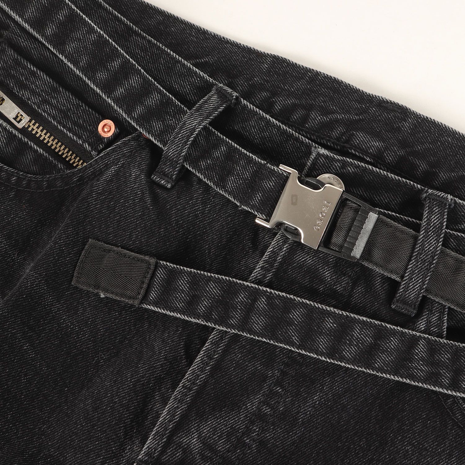 Sacai サカイ パンツ ブラックインディゴ サイズ:2 | 23SS ベルテッド