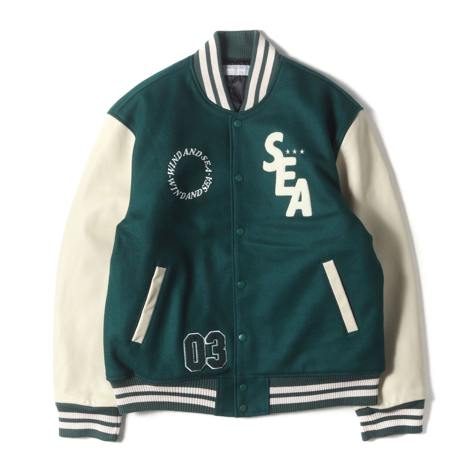WIND AND SEA ウィンダンシー スタジャン グリーン×クリーム サイズ:XL