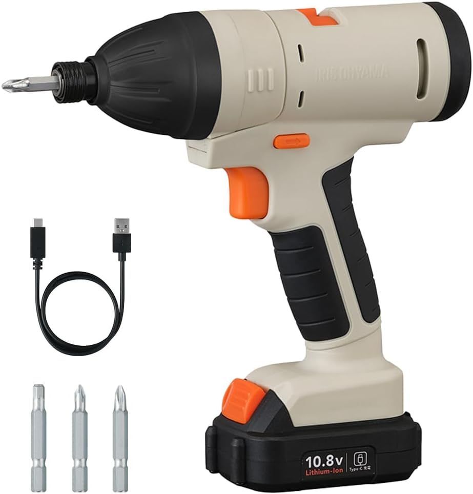 アイリスオーヤマ 1台5役 10.8 V マルチギア 充電式インパクトドライバーセット バッテリー付 type-C 充電 310 10