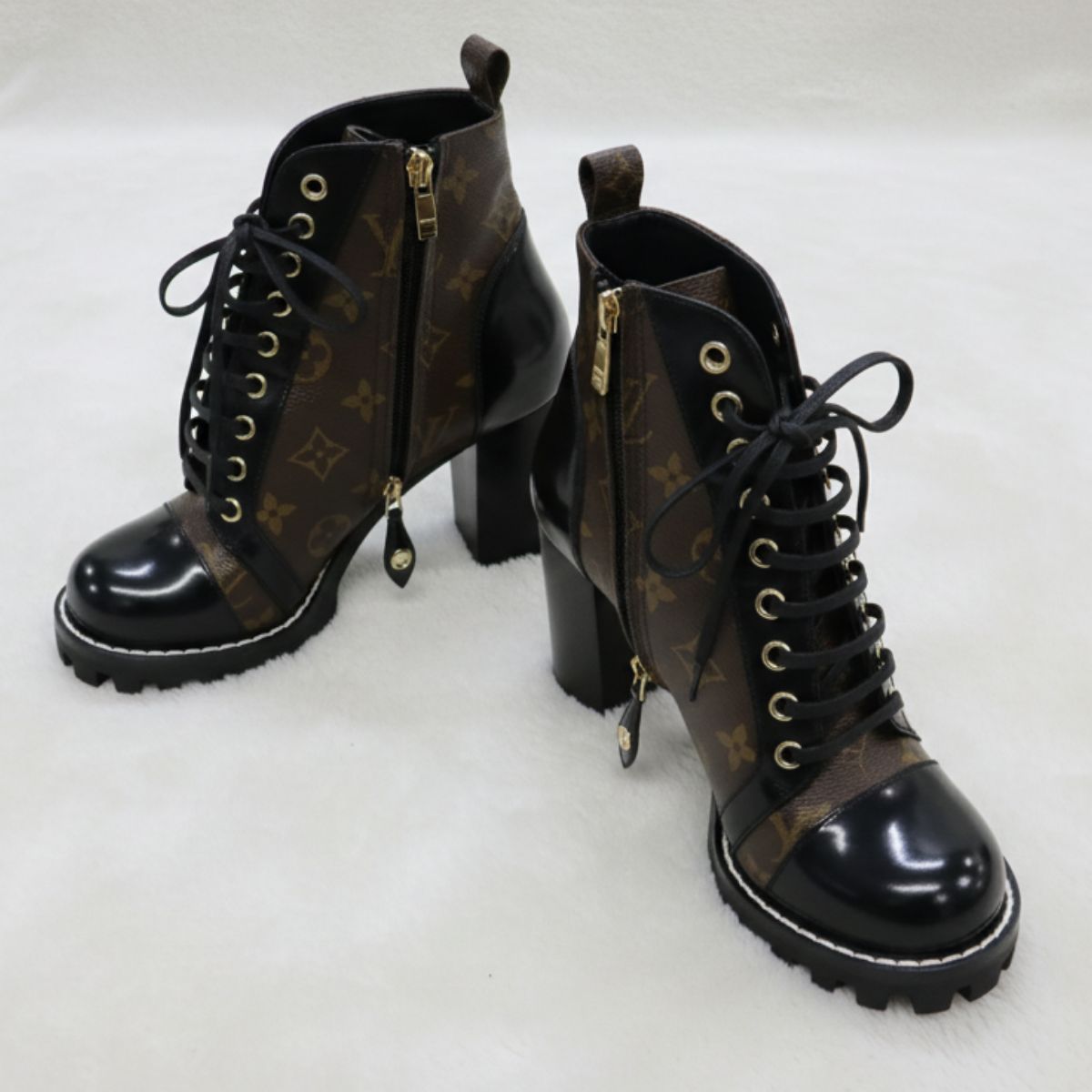 美品】Louis Vuitton ブーツ 37 レースアップ モノグラム レディース