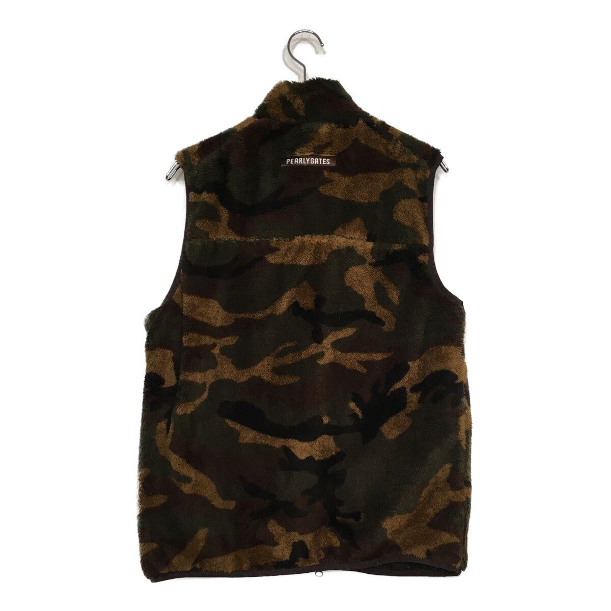 メンズ パーリーゲイツ PEARLY GATES フルジップアウター 5 L マスタード ボアベスト フード付き カモフラ スコアカード ドライバー練習用品