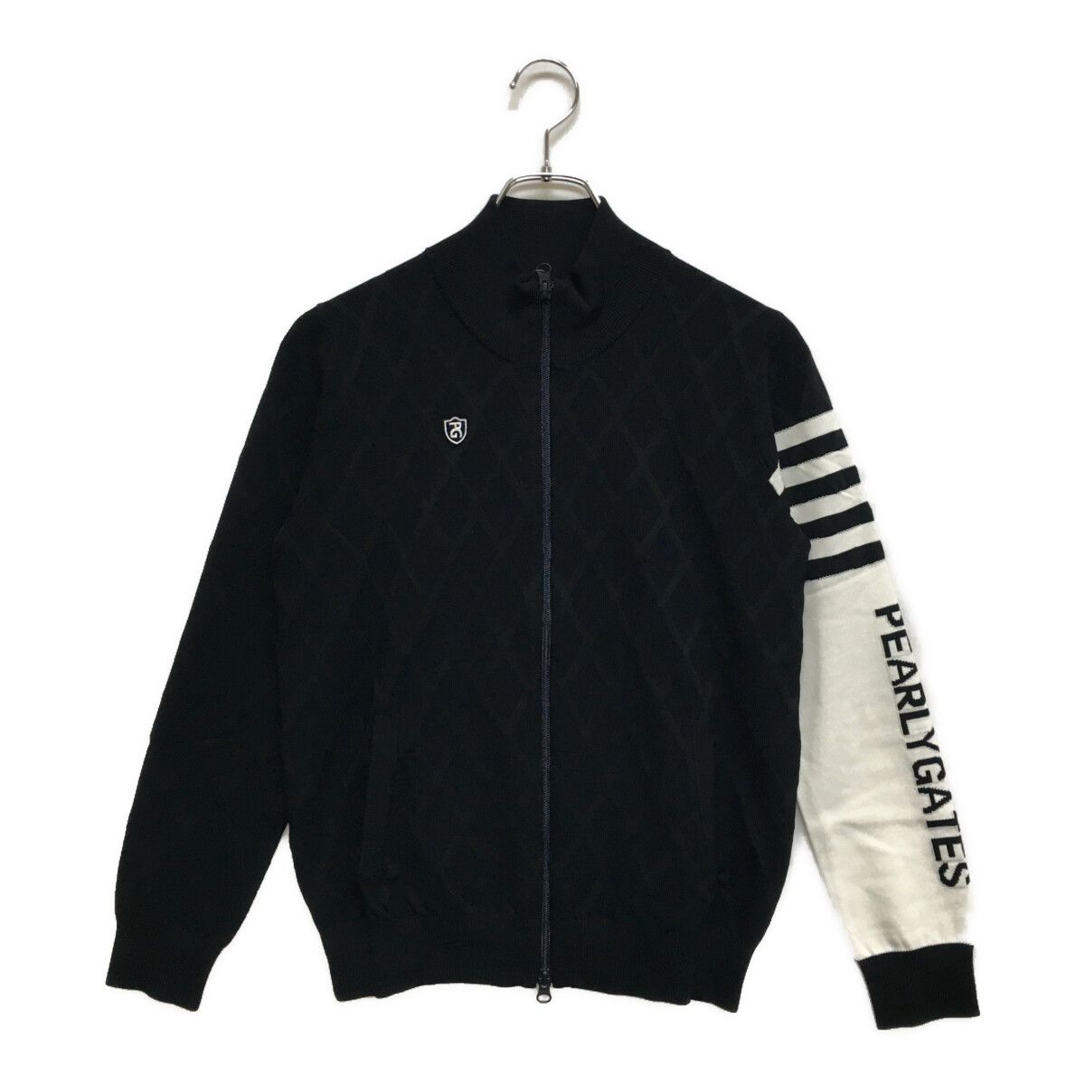 レディース パーリーゲイツ PEARLY GATES ニットアウター 0 S 紺 ネイビー ダブルジップ ダイヤ柄