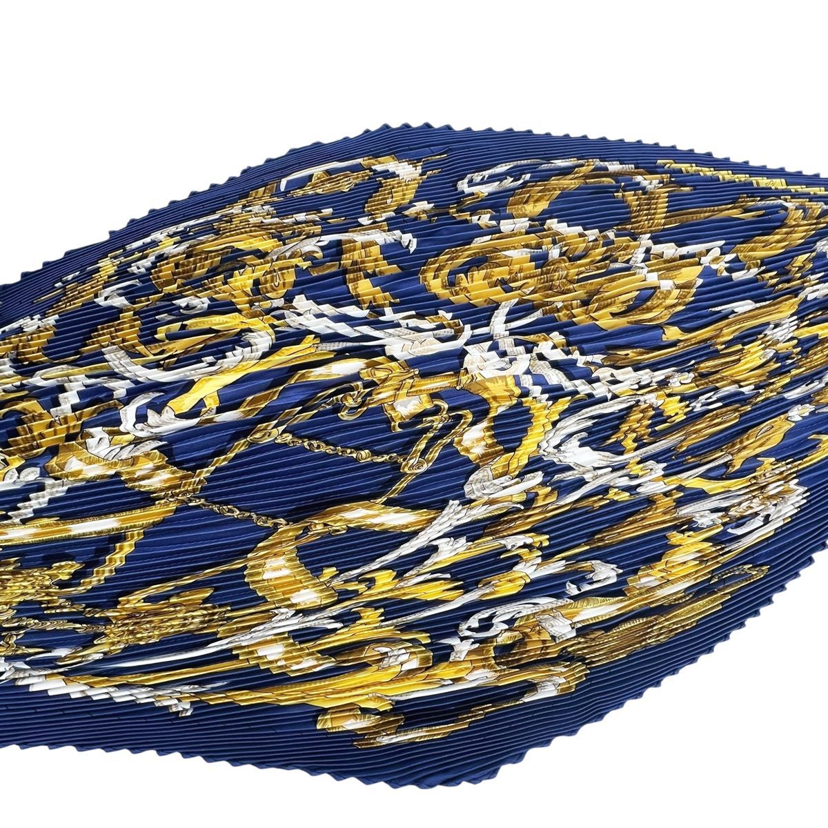 HERMES エルメス スカーフ プリーツカレ LE MORS A LA 轡の気品 シルク ネイビー マルチカラー レディース フランス HO
