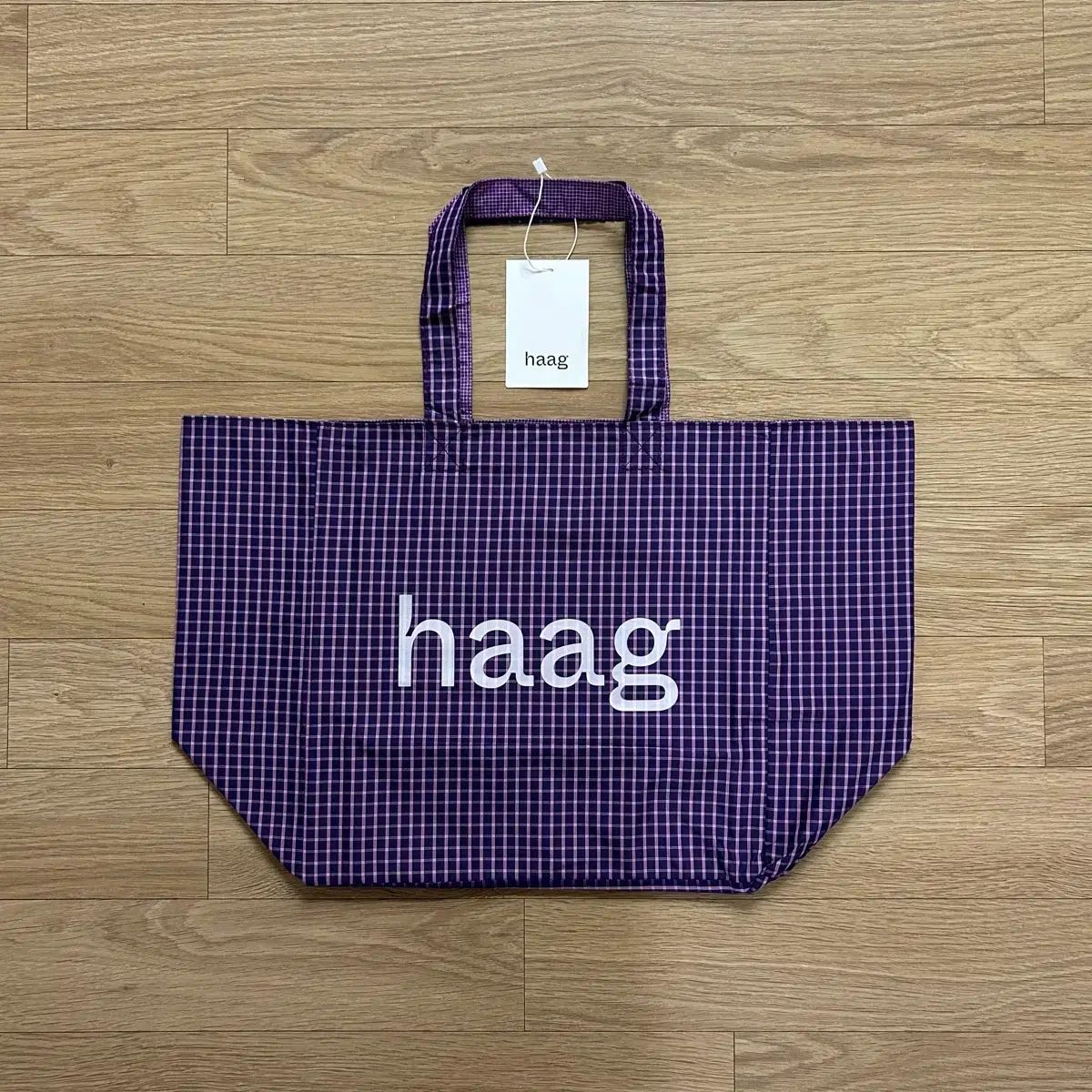 ヘイグ haag エコバッグ バッグ PURPLE パープル チェック - メルカリ