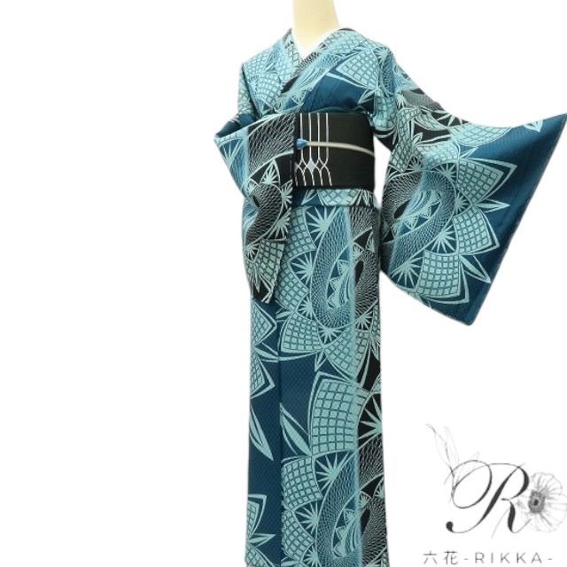 六花-RIKKA- 新品 着物 正絹 仕付け糸付 龍 市松 小紋 A4045 - メルカリ