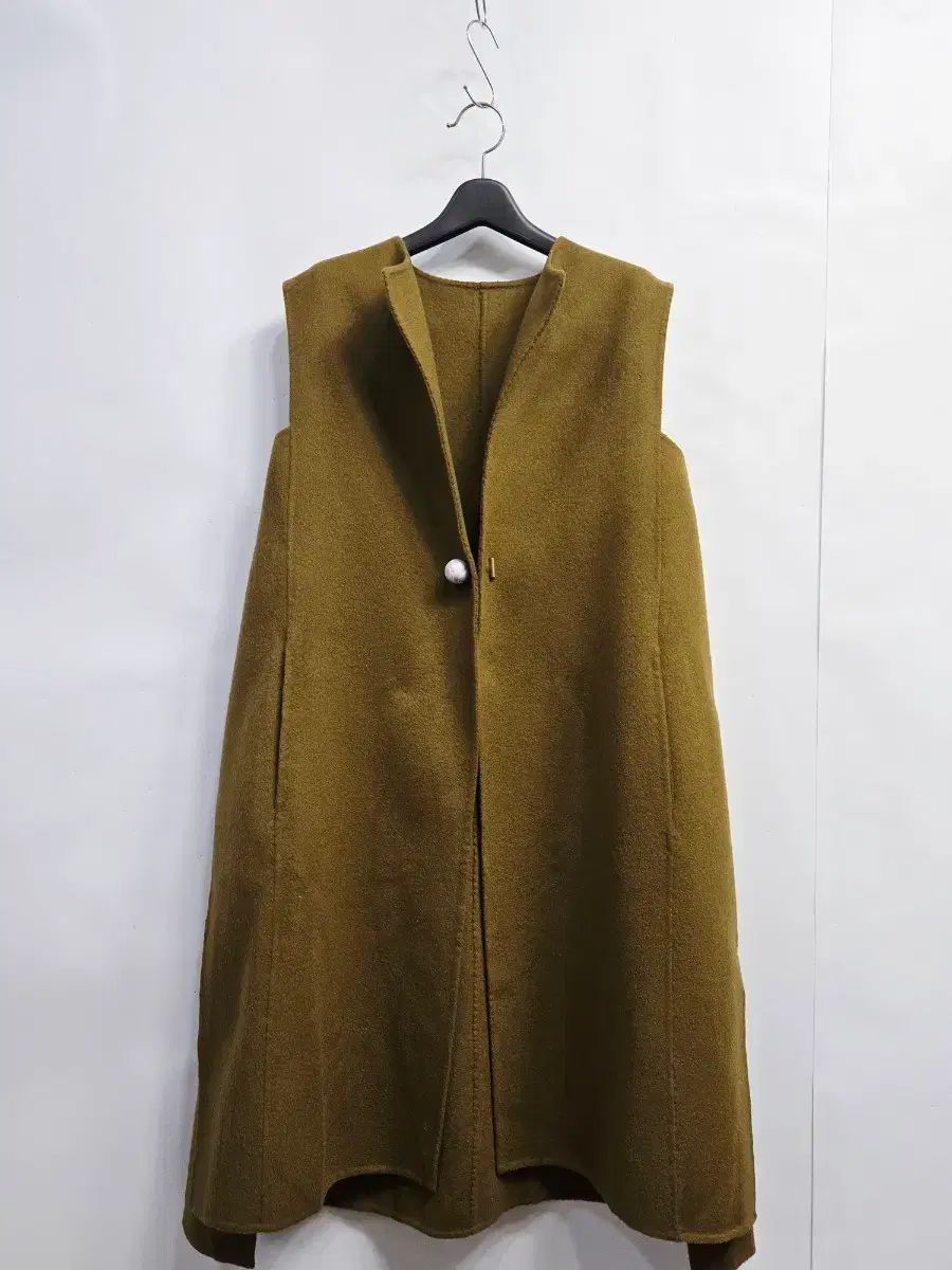 The HANDSOME MINE ウール素材 ロング ベスト カーキ