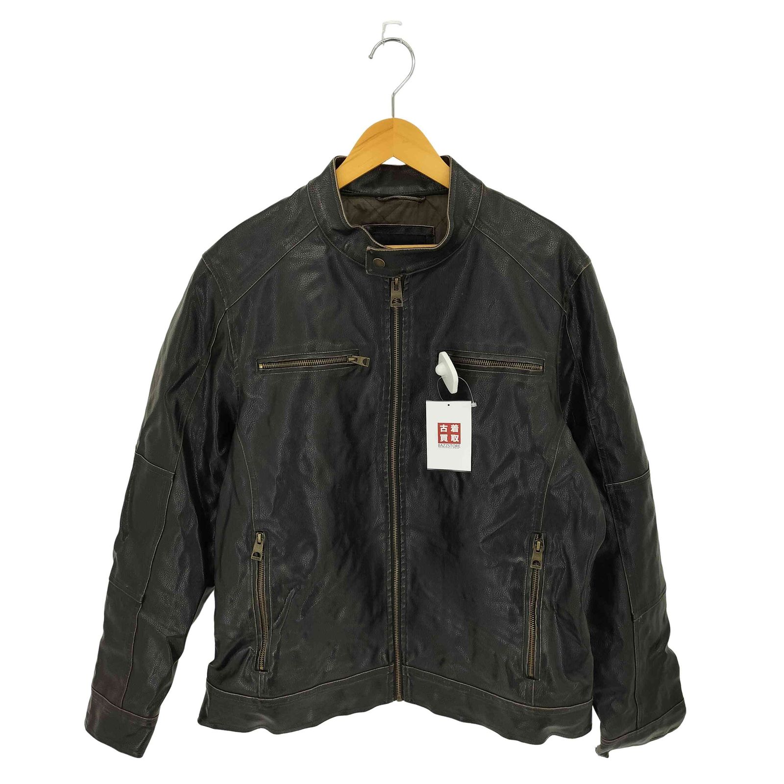 1107】GUESS ゲス フェイクレザージャケット Lサイズ 茶 ブラウン 