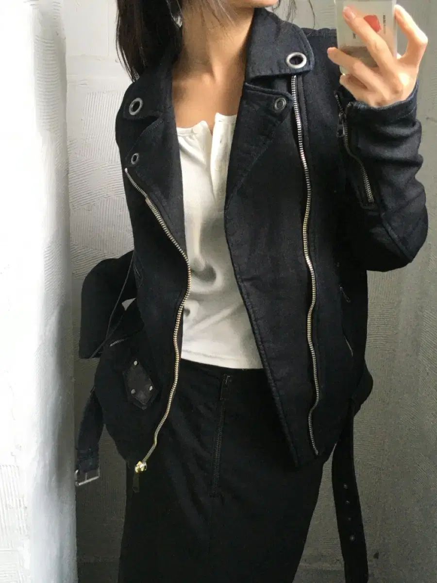 DIESEL ディーゼル ブラック コットン ライダースジャケット