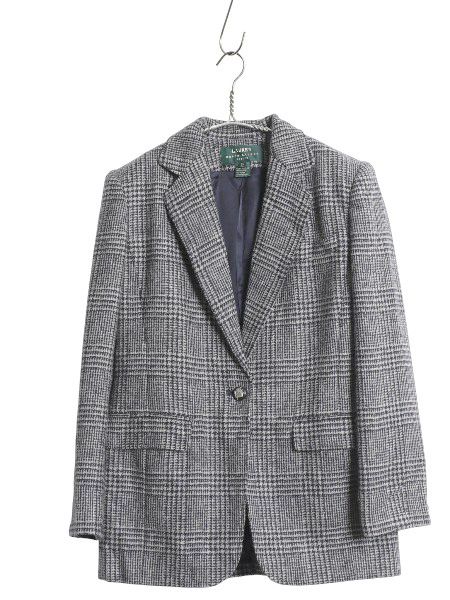 な ! 90 s ローレン ラルフローレン ツイード テーラード ジャケット レディース L 程 ポロ ブレザー ウール チェック