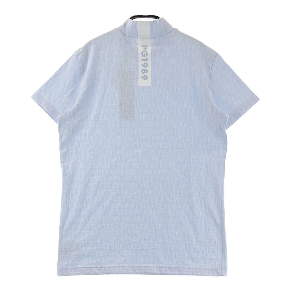 サイズ 2 PEARLY GATES パーリーゲイツ モデル ハイネック 半袖Tシャツ 総柄 ブルー系 ゴルフウェア レディース ストスト