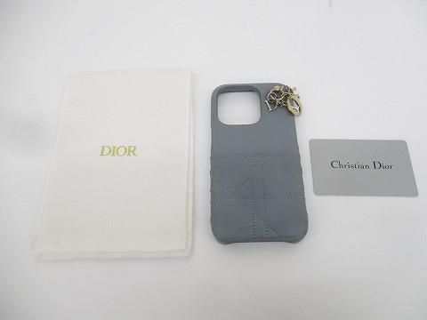 訳あり ディオール Dior カナージュ レザー アイフォンケース スマホケース グレー系 レディース
