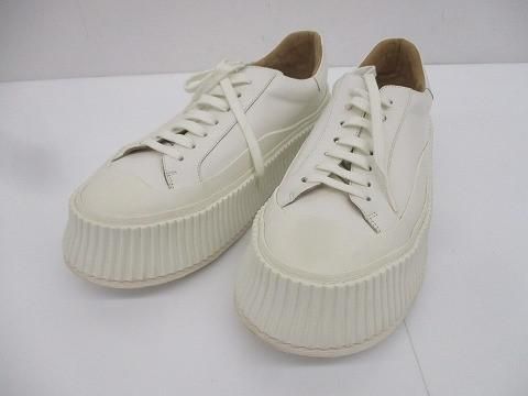 ジルサンダー JIL SANDER プラットフォームスニーカー レザー ローカット 39 24 5 cm ホワイト