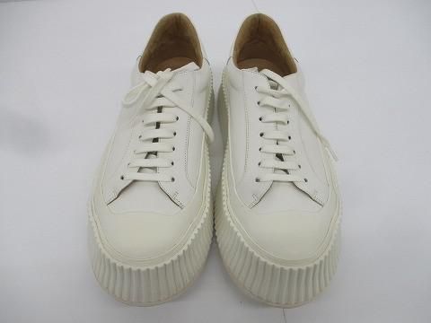 ジルサンダー JIL SANDER プラットフォームスニーカー レザー ローカット 39 24 5 cm ホワイト